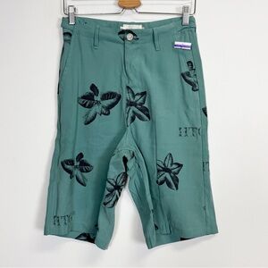 NEW Honor The Gift Tobacco Short Mens 30 Teal Floral Flat Front NWOT
